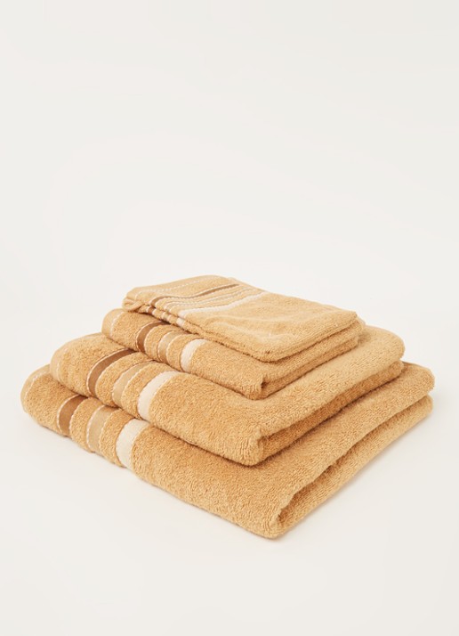 Vandyck Prestige Lines badhanddoek - 500 gr/m2 - 60 x 110 cm  - voorkant 3 okergeel