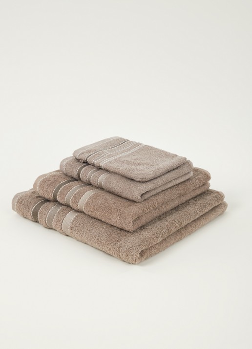 Vandyck Prestige Lines badhanddoek - 500 gr/m2 - 60 x 110 cm  - voorkant 2 hazelnootbruin