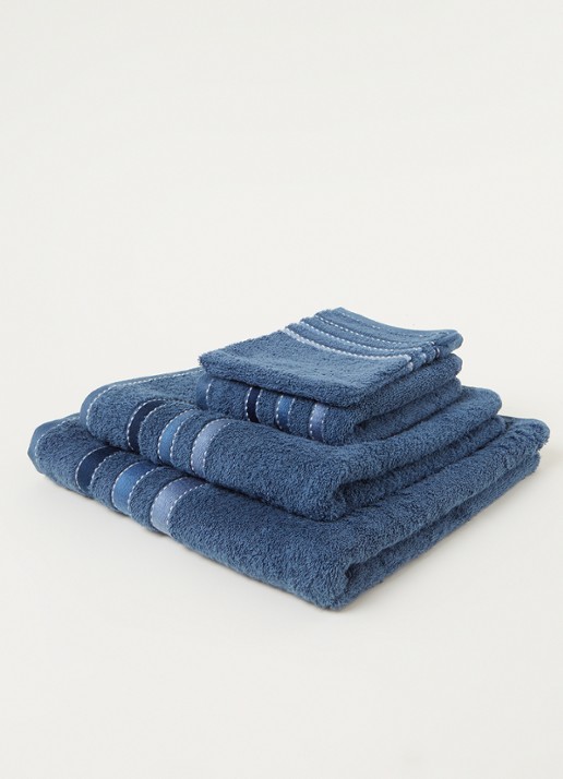 Vandyck Prestige Lines gastendoek - 500 gr/m2 - 40 x 60 cm - voorkant 2 indigo