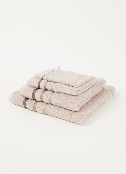 Vandyck Prestige Lines gastendoek - 500gr/m2 - 40 x 60 cm  - voorkant 2 zand