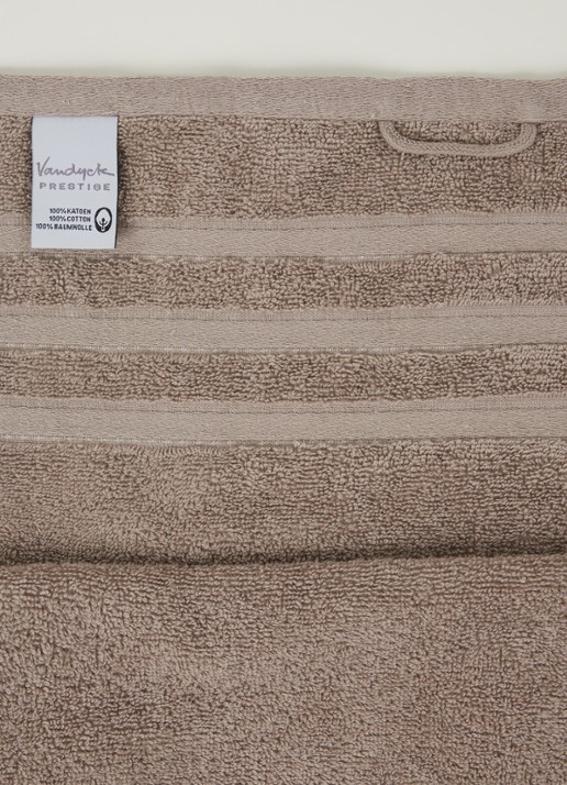 Vandyck Prestige Lines gastendoek - 500gr/m2 - 40 x 60 cm  - detail hazelnootbruin