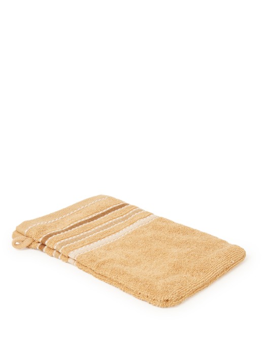 Vandyck Prestige Lines washand - 500 gr/m2 - 16 x 21 cm  - voorkant 2 okergeel