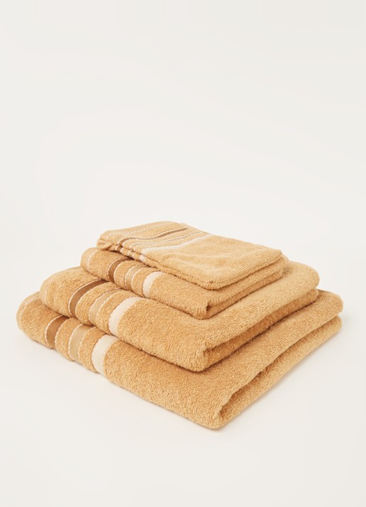 Vandyck Prestige Lines washand - 500 gr/m2 - 16 x 21 cm  - voorkant 3 okergeel