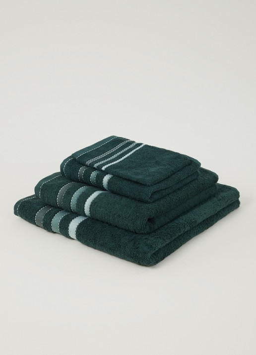 Vandyck Prestige Lines washand - 500 gr/m2 - 16 x 21 cm  - voorkant 3 flessengroen