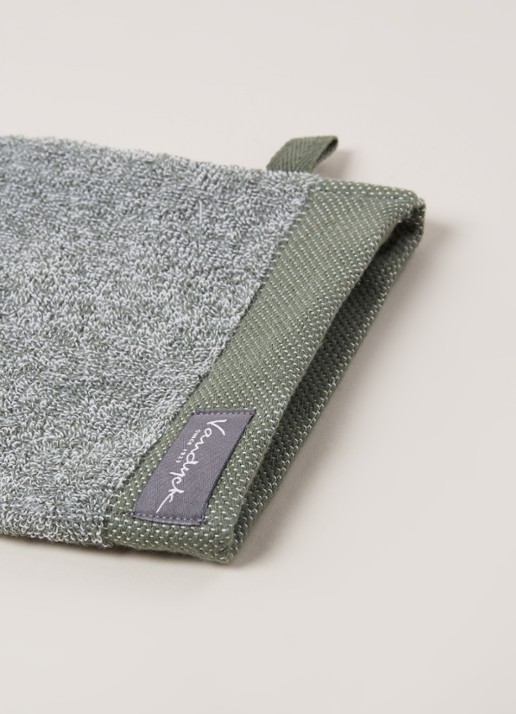 Vandyck Washand - 550 gr/m2 - 16 x 21 cm - detail 3 olijfgroen