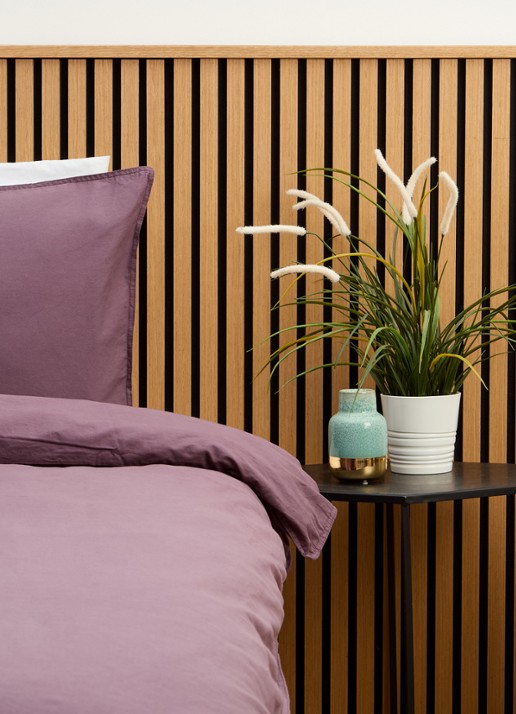 Vandyck Washed Cotton dekbedovertrekset van katoen - inclusief kussensloop - voorkant 3 aubergine