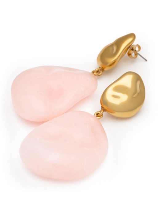 Vanessa Baroni Double Nugget oorstekers met hanger - detail 4 lichtroze