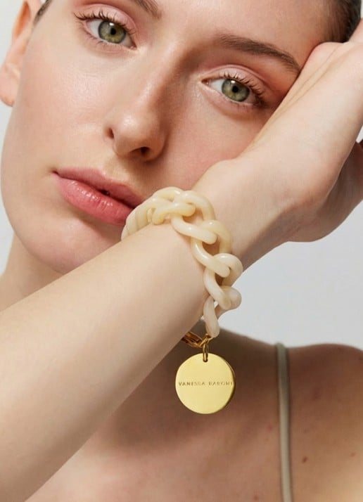 Vanessa Baroni Flat Chain armband - voorkant 3 latte marble