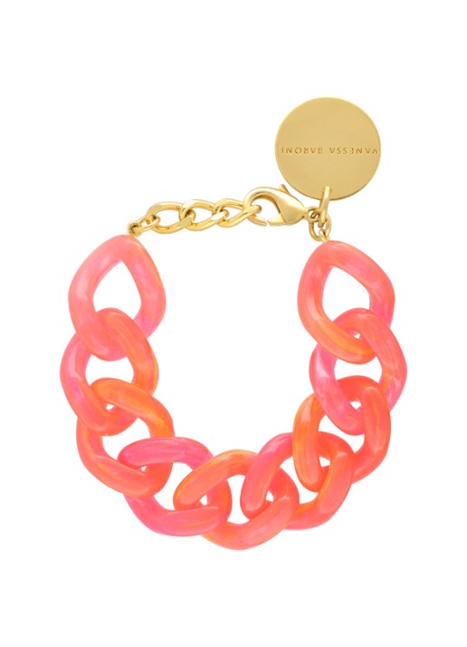 Vanessa Baroni Flat Chain armband - voorkant campari orange