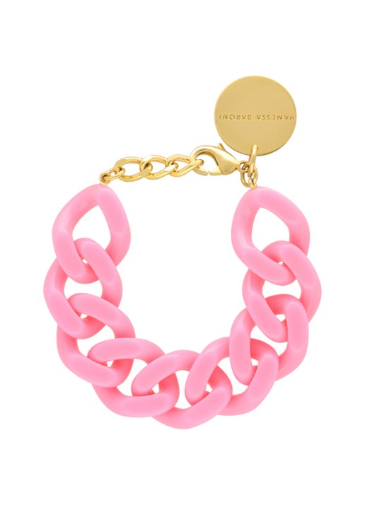 Vanessa Baroni Flat Chain armband - voorkant roze