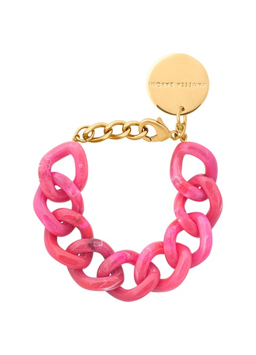 Vanessa Baroni Flat Chain armband - voorkant raspberry marble