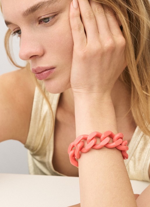 Vanessa Baroni Flat Chain armband - voorkant 2 new flamingo