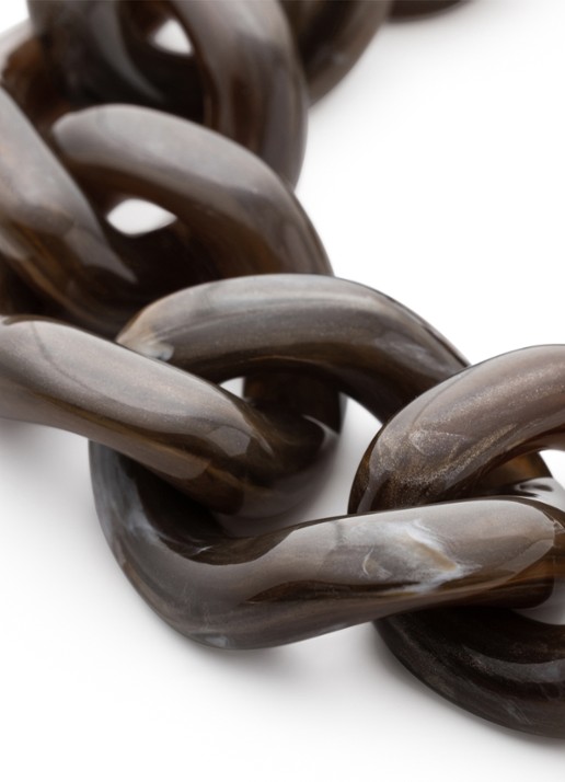 Vanessa Baroni Flat Chain armband - detail 3 dark brown marble