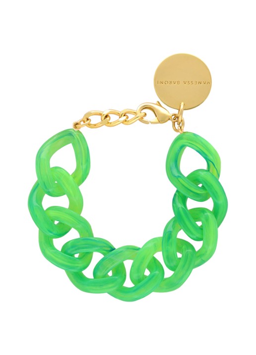 Vanessa Baroni Flat Chain armband - voorkant groen