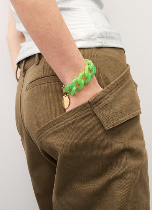 Vanessa Baroni Flat Chain armband - voorkant 2 groen