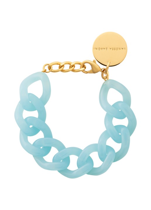 Vanessa Baroni Flat Chain armband - voorkant opaline blue