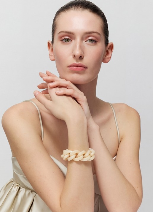 Vanessa Baroni Great schakelarmband  - voorkant 3 latte marble
