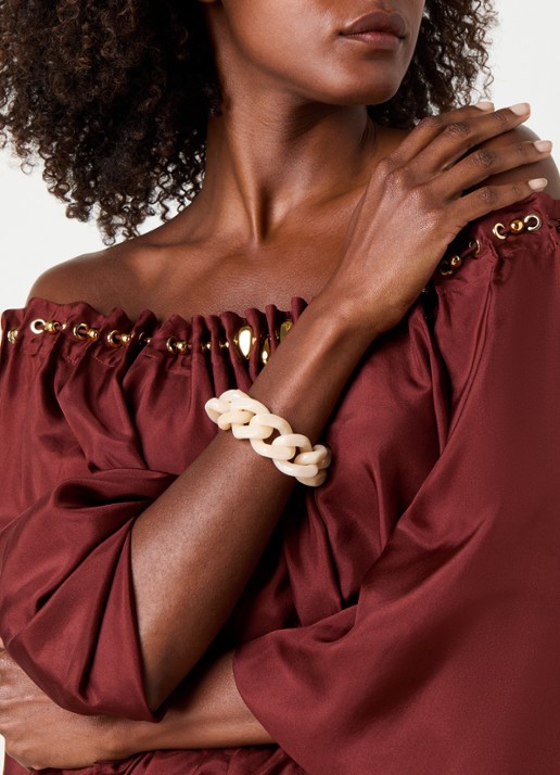 Vanessa Baroni Great schakelarmband  - voorkant 4 latte marble