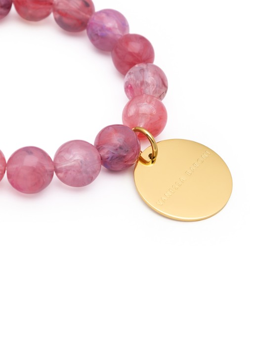 Vanessa Baroni Mini Beads armband - detail 4 crystal pink marble