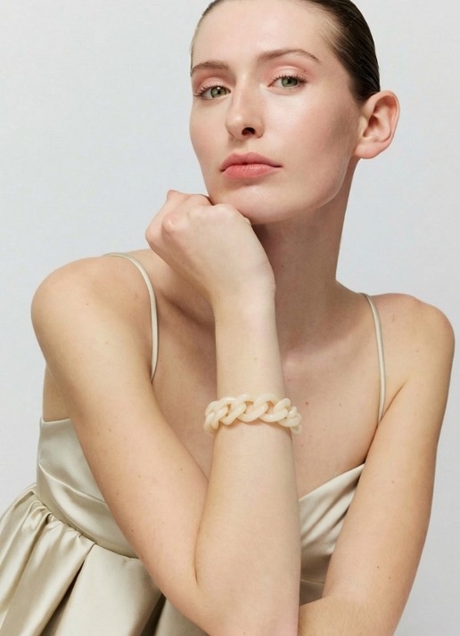 Vanessa Baroni Mini Flat Chain armband - voorkant 2 latte marble