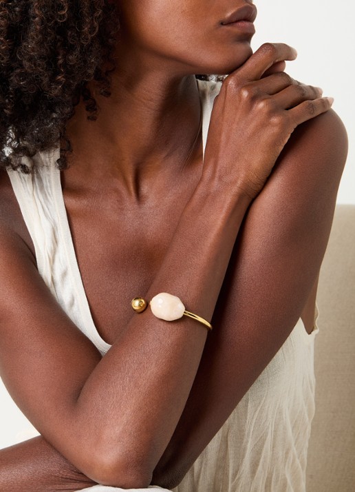 Vanessa Baroni Pearl bangle - voorkant 4 goud