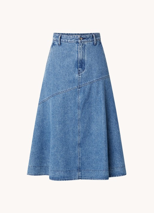 Vanilia Maxi rok van denim - voorkant 3 indigo