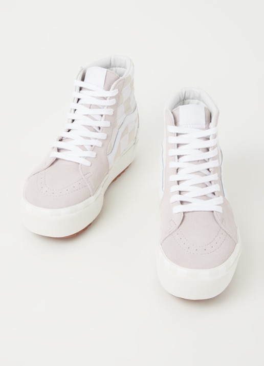 VANS Checkerboard SK8-Hi Stacked sneaker van suède - detail oudroze