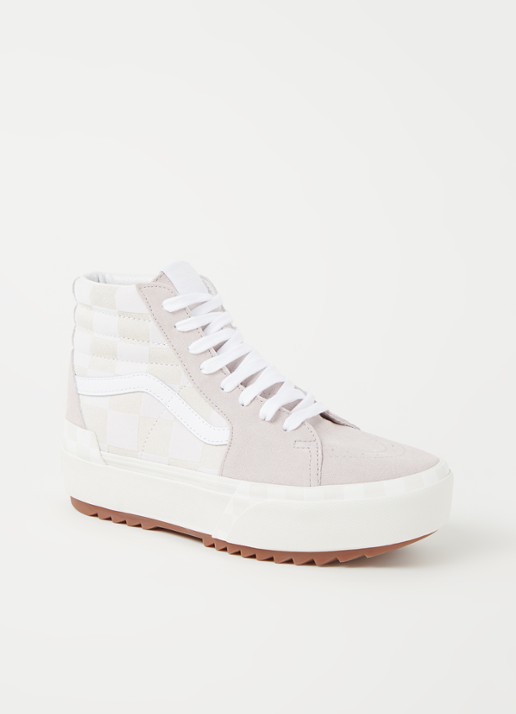 VANS Checkerboard SK8-Hi Stacked sneaker van suède - voorkant 4 oudroze