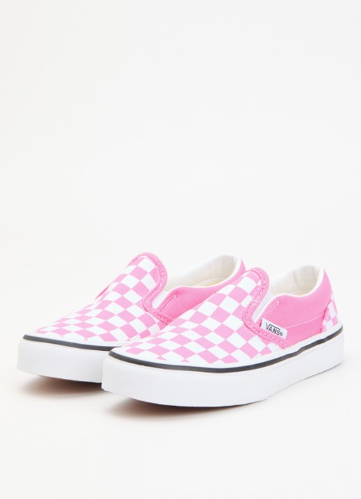 VANS Classic slip-on met ruitdessin - voorkant 2 roze