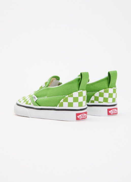 VANS Classic Slip-On V slip-on van canvas met ruitdessin - achterkant 4 lime