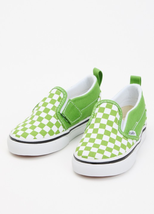 VANS Classic Slip-On V slip-on van canvas met ruitdessin - voorkant 3 lime