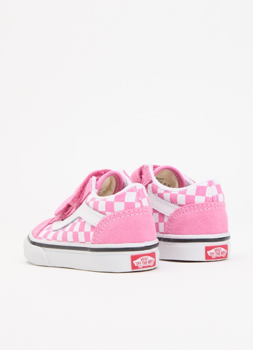 VANS Old Skool sneaker van suède met ruitdessin - achterkant roze