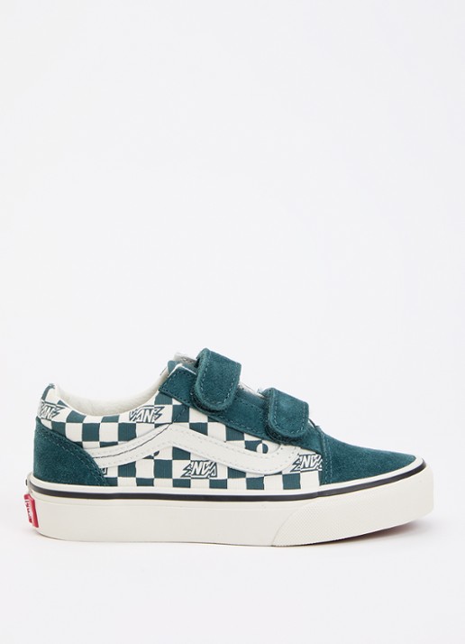 VANS Old Skool V geo check sneaker met suéde details