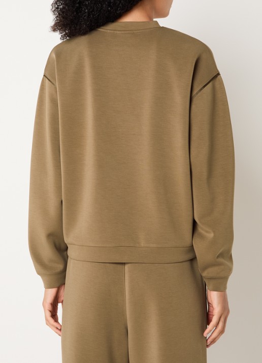 Varley Coralie sweater met ronde hals - achterkant 3 mosgroen