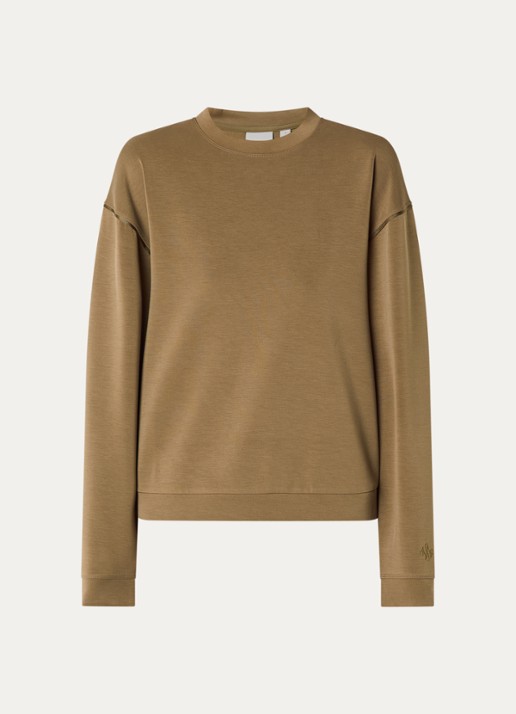 Varley Coralie sweater met ronde hals - voorkant mosgroen