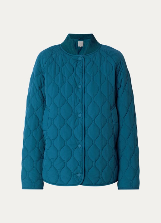 Varley Luca gewatteerd jack met quilt patroon - voorkant 2 aquablauw