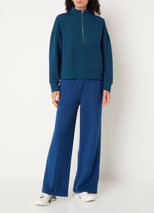 Varley Mavis sweater met halve rits - voorkant 3 aquablauw