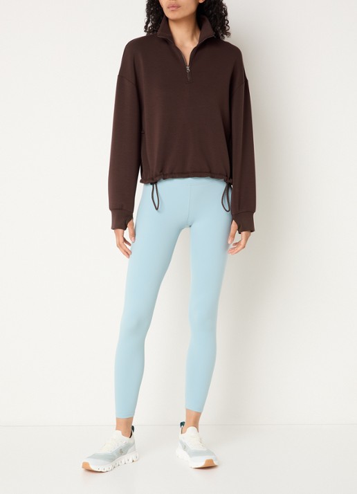 Varley Sian cropped sweater met halve rits - voorkant 3 bruin