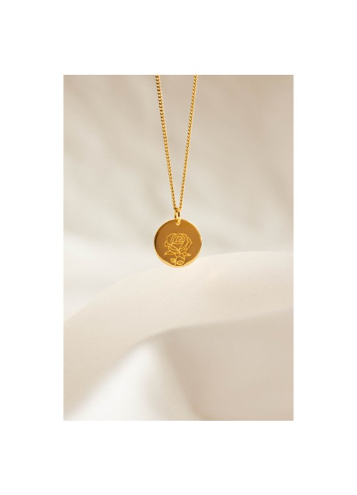 Vedder & Vedder Birthflower Roos ketting Juni verguld - voorkant goud