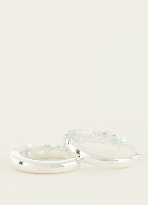 Vedder & Vedder Birthstone oorringen Maart van zilver - voorkant 2 zilver
