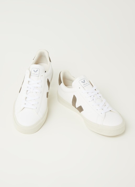Veja Campo sneaker van leer met suède details - detail bronsgroen