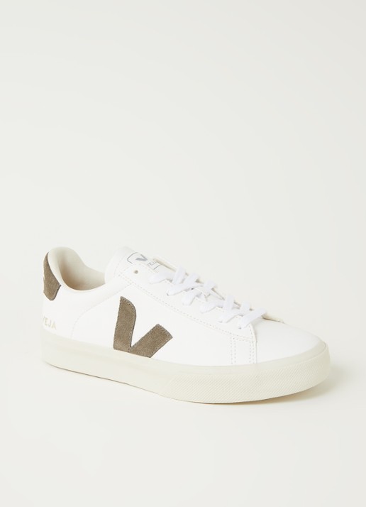 Veja Campo sneaker van leer met suède details - voorkant 4 bronsgroen