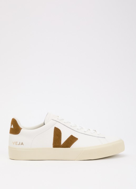 Veja Campo sneaker van leer met suède details - voorkant 2 wit