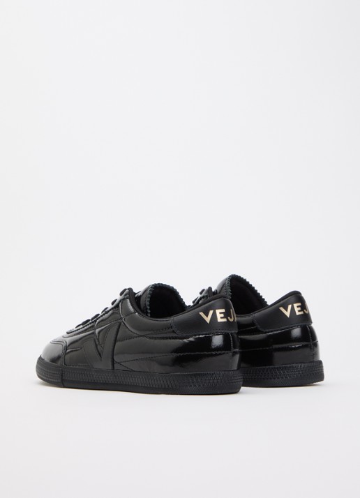 Veja Panenka sneaker van leer met lakfinish  - achterkant zwart