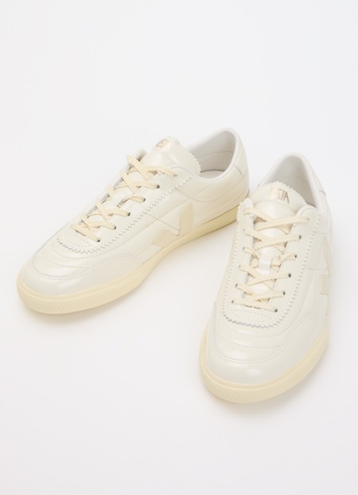 Veja Panenka sneaker van leer met lakfinish  - detail 3 gebroken wit