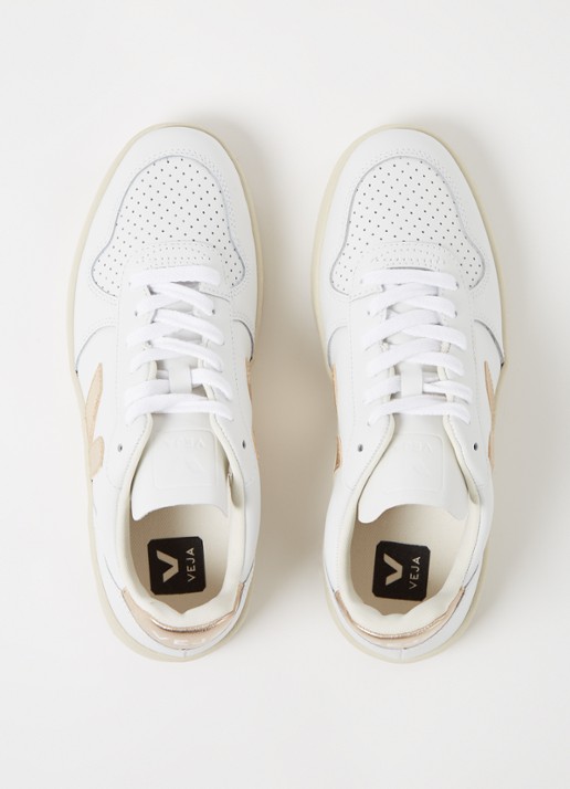 Veja V-10 sneaker met suède details - detail 4 wit