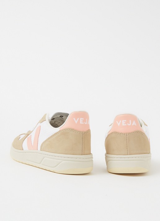 Veja V-10 sneaker met suède details - detail 3 gebroken wit