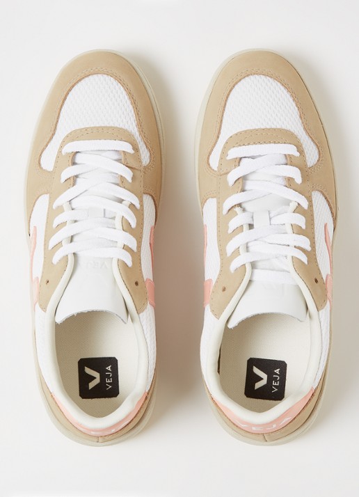 Veja V-10 sneaker met suède details - detail 4 gebroken wit