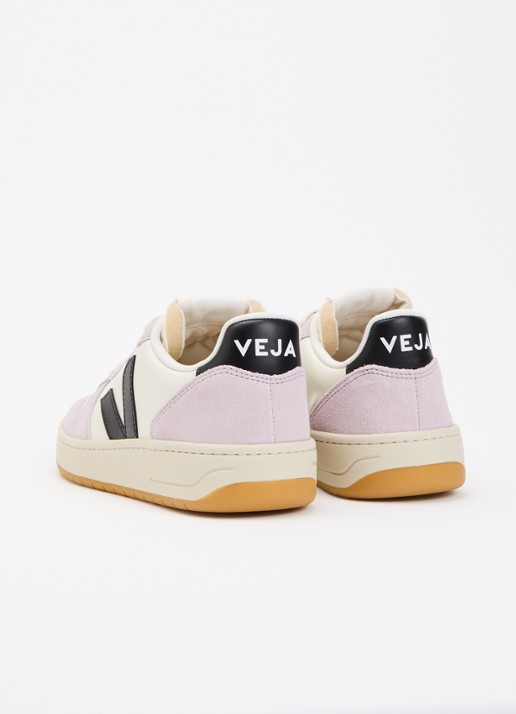 Veja V-10 sneaker van leer met logo - achterkant 5 gebroken wit