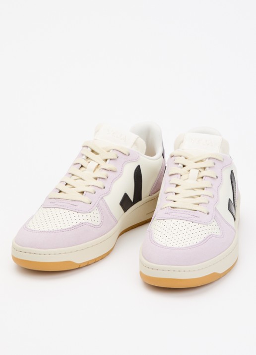 Veja V-10 sneaker van leer met logo - detail 2 gebroken wit